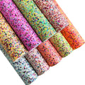High Quality Shiny Multicolored Star Sequins Metallic Chunky Glitter Faux Leather Fabric for Decorative Bag Hair Bow Sofa-Use PU