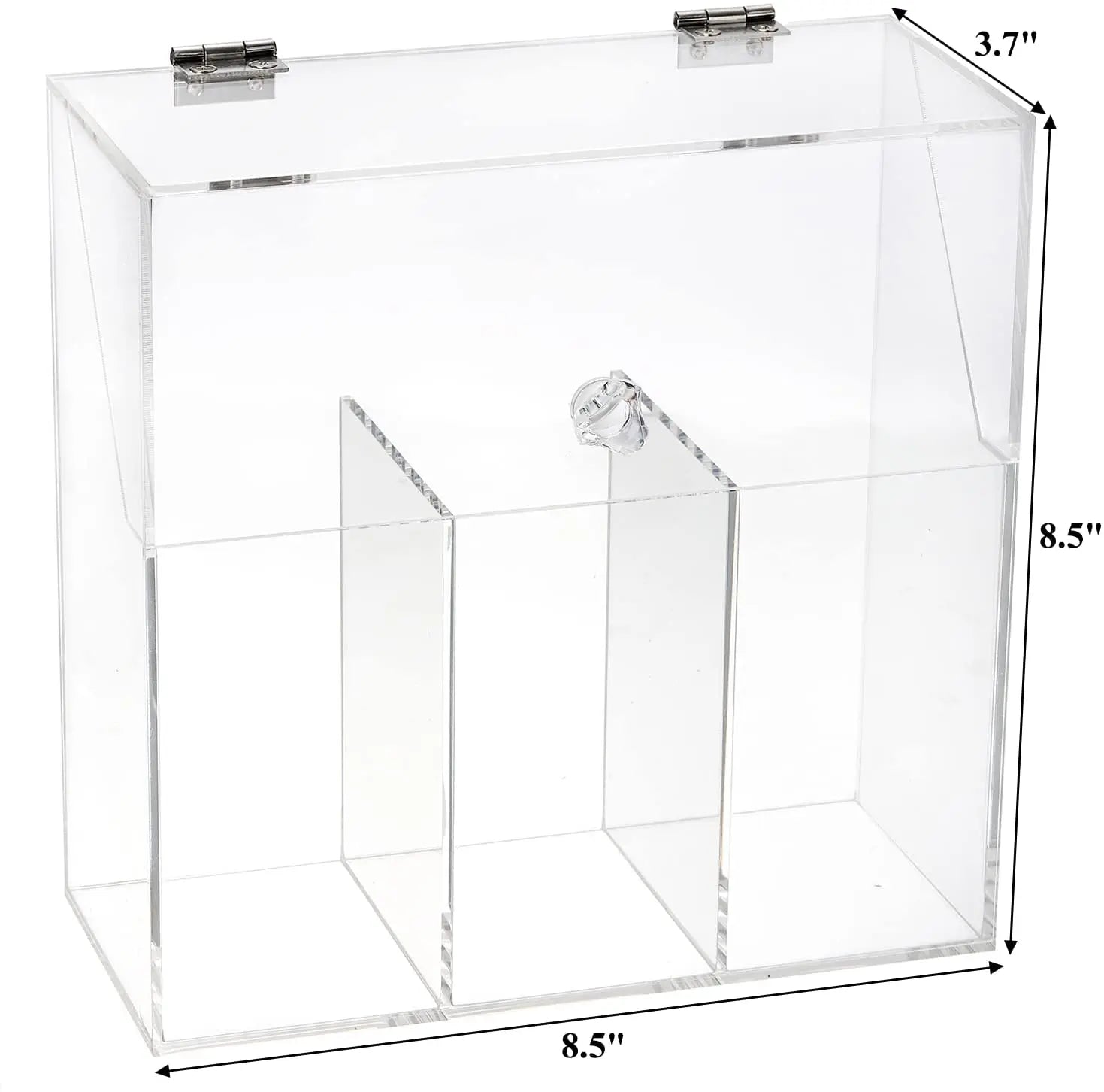Makeup Brush Holder with Dustproof Lid Acrylic Clear Makeup Brush Organizer with 3 Compartment Large Cosmetic Brush Storage Box