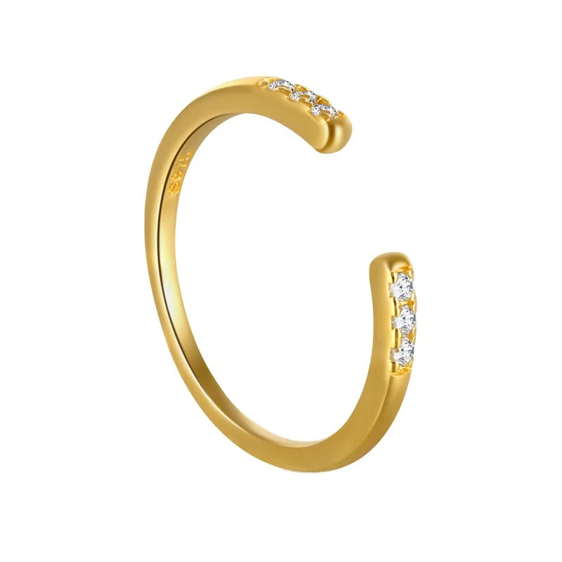 Korean Fashion Adjustable Ring for Women Diamond Ring 18K Gold Plated 925 Sterling Silver Ring Wedding Jewelry Women