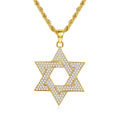 Trendy Hip Hop Star David Pendant 925 Sterling Silver Rope Chain Six-Pointed Gold Plated Necklace for Men Wedding Engagement