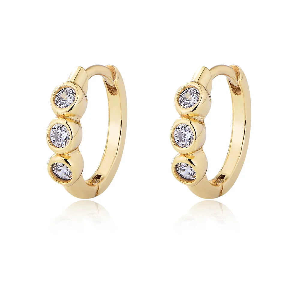 Fashion Jewelry Earrings 925 Sterling Silver Diamond by the Yard Earring Round Zircon Gold Plated Hoop Earrings for Women