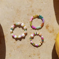 Customized Bohemia Colorful Beads Beaded Rings Natural Stones Freshwater Pearls Beaded Rings