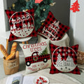 Christmas Deer Navidad Sofa Pillow Cover Red Black Plaid Christmas Pillow Cover