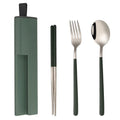 Custom Stainless Steel 304 Portable Outdoor Camping Tableware Children Kids Travel Chopsticks Fork Spoon Cutlery Set With Case