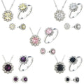 Hot Sale Custom Color Stone CZ Flower Jewelry Set of Silver 925 Necklaces Sterling Silver 925