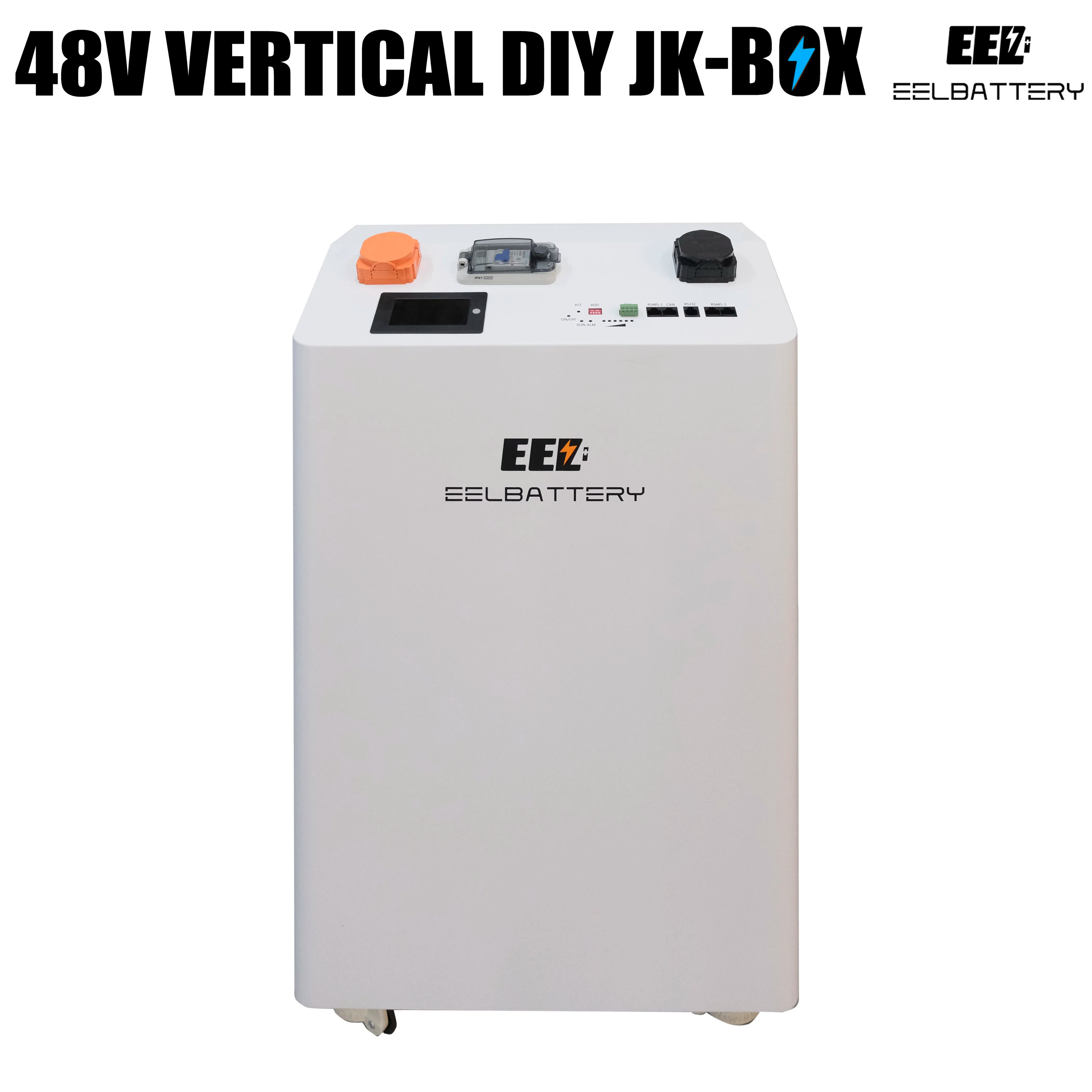 EU Stock EEL V1 Vertical 48V 280Ah 16S Battery DIY Case/Box with DC Breaker+3.2inch LCD+JK 200A BMS for Solar Home Energy System