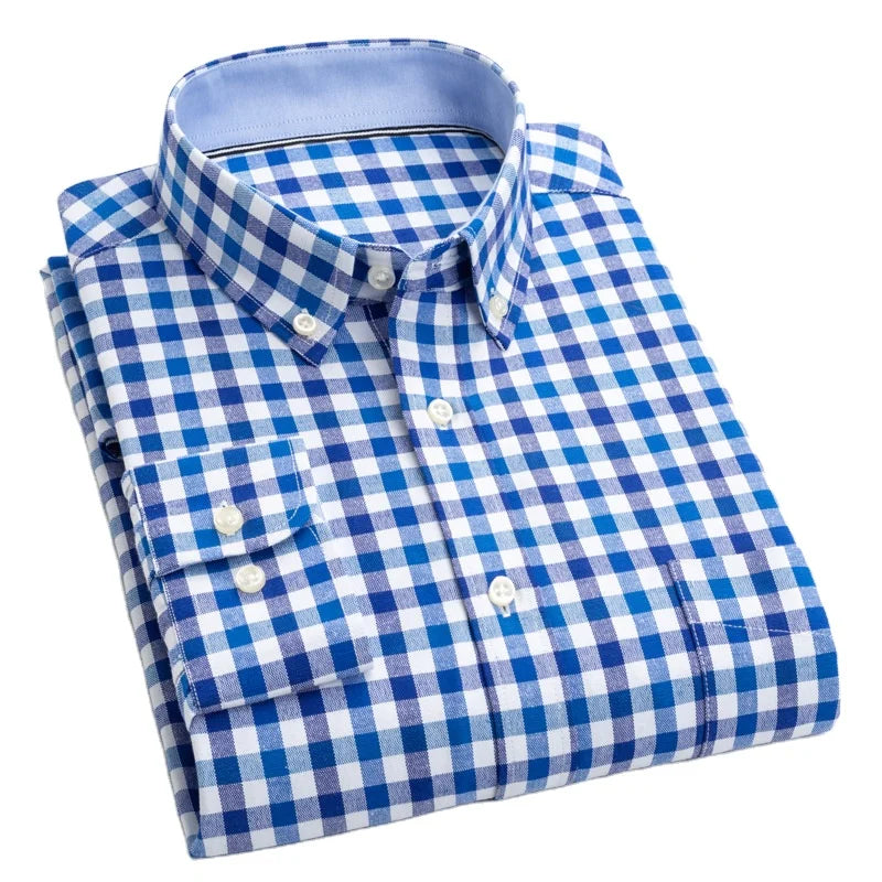 TS2109 Wholesale Multi Colors Mens Long Sleeve Oxford Cotton Fabric Shirts Mens Printed Shirts for Casual or Formal Occasion