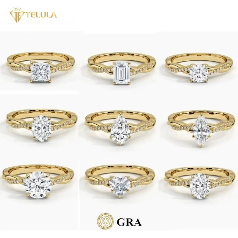 Telula Custom 925 Silver Hidden Halo Design 1ct VVS Wedding Jewelry Engagement Ring Moissanite Ring