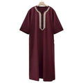 Hot Men's Moroccan Pocket Robe Embroidered Ethnic Features Loose Polyester Casual Summer Abaya Dress Middle East