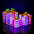Gift Box Led Lights Birthday Decoration Holographic Film Pvc Gift Box Valentine's Day Gift for Christmas