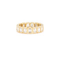 LOZRUNVE 925 Sterling Silver Gold Emerald Cut Diamond CZ Wedding Engagement Bezel Eternity Ring