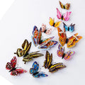 12pcs/set 3D Double Layer Luminous Butterfly Wall Stickers PVC Home Decoration