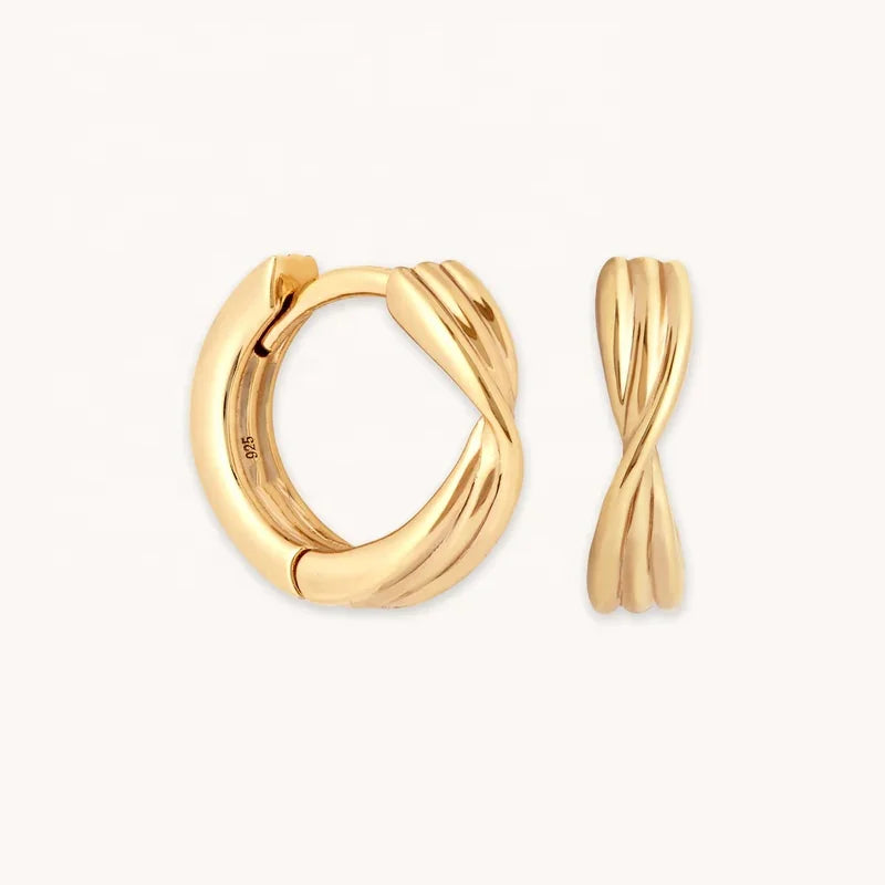 LOZRUNVE Wholesale Simple Gold Love Bowknot Twisted Huggie Hoop Silver 925 Earring Jewelry