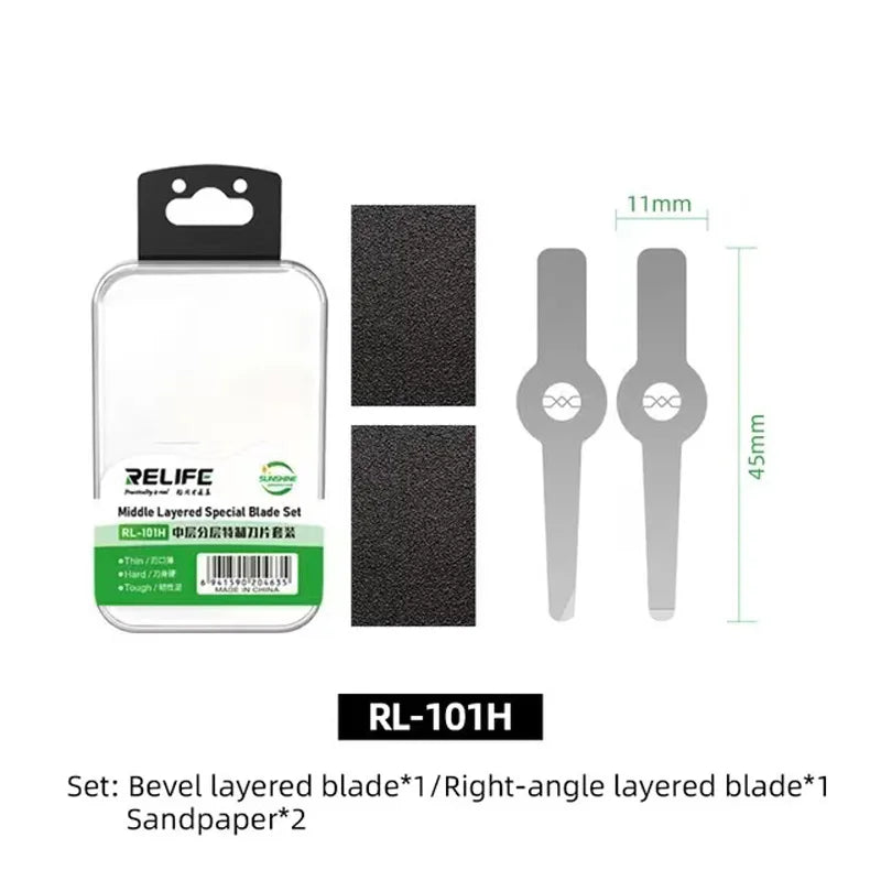 Relife RL-101H Industrial Grade Mobile Phone Motherboard CPU Mid-Level Maintenance Bevel Layered Repair Blade Set Special Blades
