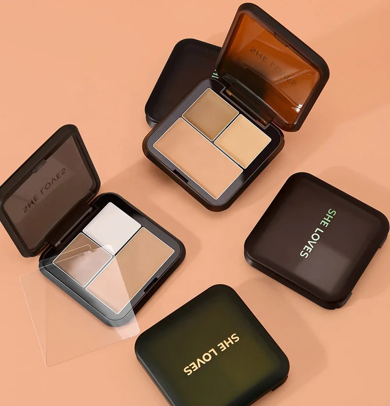 Wholesale 3 Color Contouring Tray Highlighter Nose Shadow Concealer Paste Waterproof Highlight Contour Palette