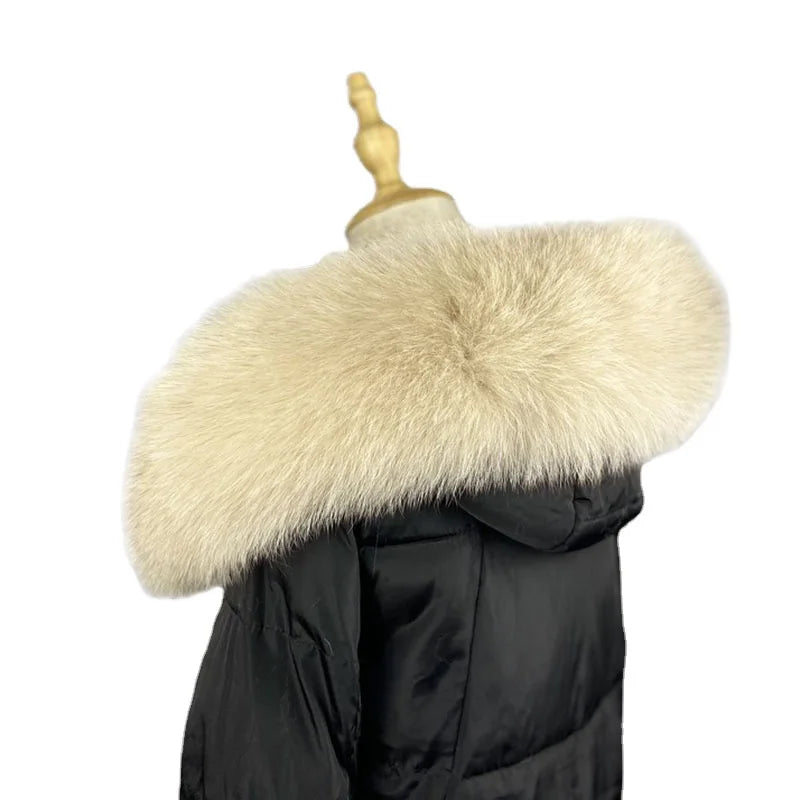MWFur Factory Wholesale Real Fox Fur Collar for Hood Trimming Detachable