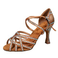 Women Latin Dance Shoes Satin Professional Ballroom Salsa Practice Performance Dance Shoes
