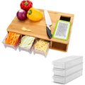 Bamboo Chopping Board Chopping Blocks Cutting Board with Containers Cutting Board with Containers 3 Drawer and Grater