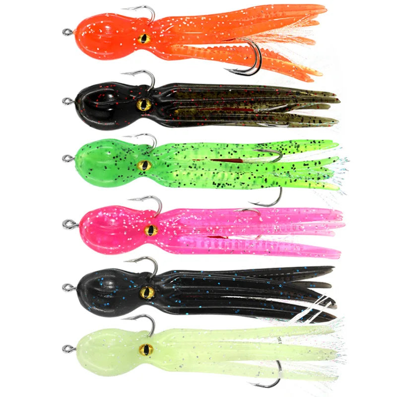 SNEDA Luminous Squid Skirt Double Hooks Soft Lure Pesca 11cm/22g Sea Fishing Lure Inchiku Octopus Glow Rubber Artificial Bait