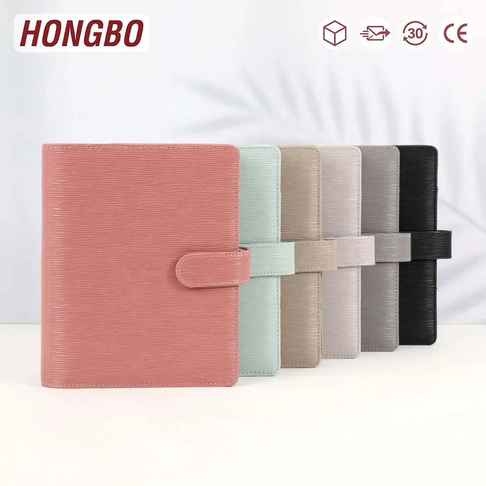 Hongbo Best Selling A5 Saffiano Leather Binder Agenda Cover Planner Available for 100 Envelope Savings Challenge Binder