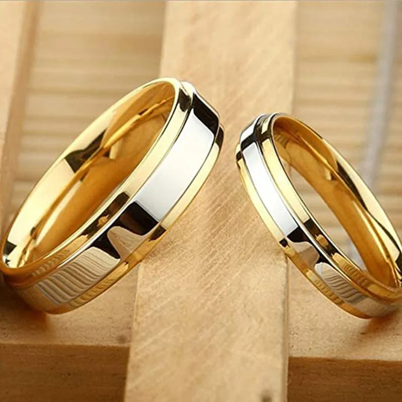Factory Romantic Couple Wedding Rings Jewelry Fashion Hypoallergenic Intergolden Glossy Stainless Steel Ring Gifts for Women Men