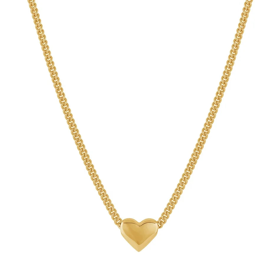 Nagosa Women Jewelry Brass Gold Vermeil Pruffy Heart Pendant Necklaces