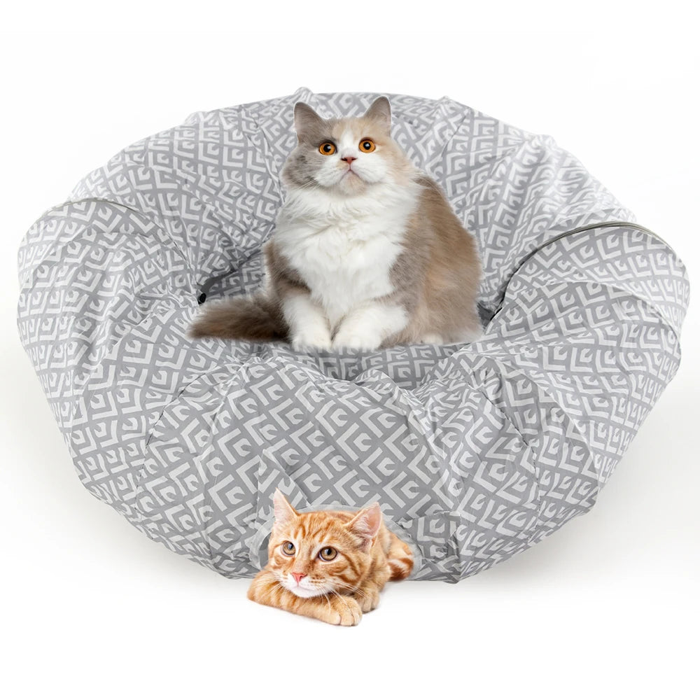 Hot Sale Eco-Friendly Cat Toy Tunnel Interactive Cat Toy Set Foldable Tunnel Pet Cat Collapsible  Play Track Toy Bed