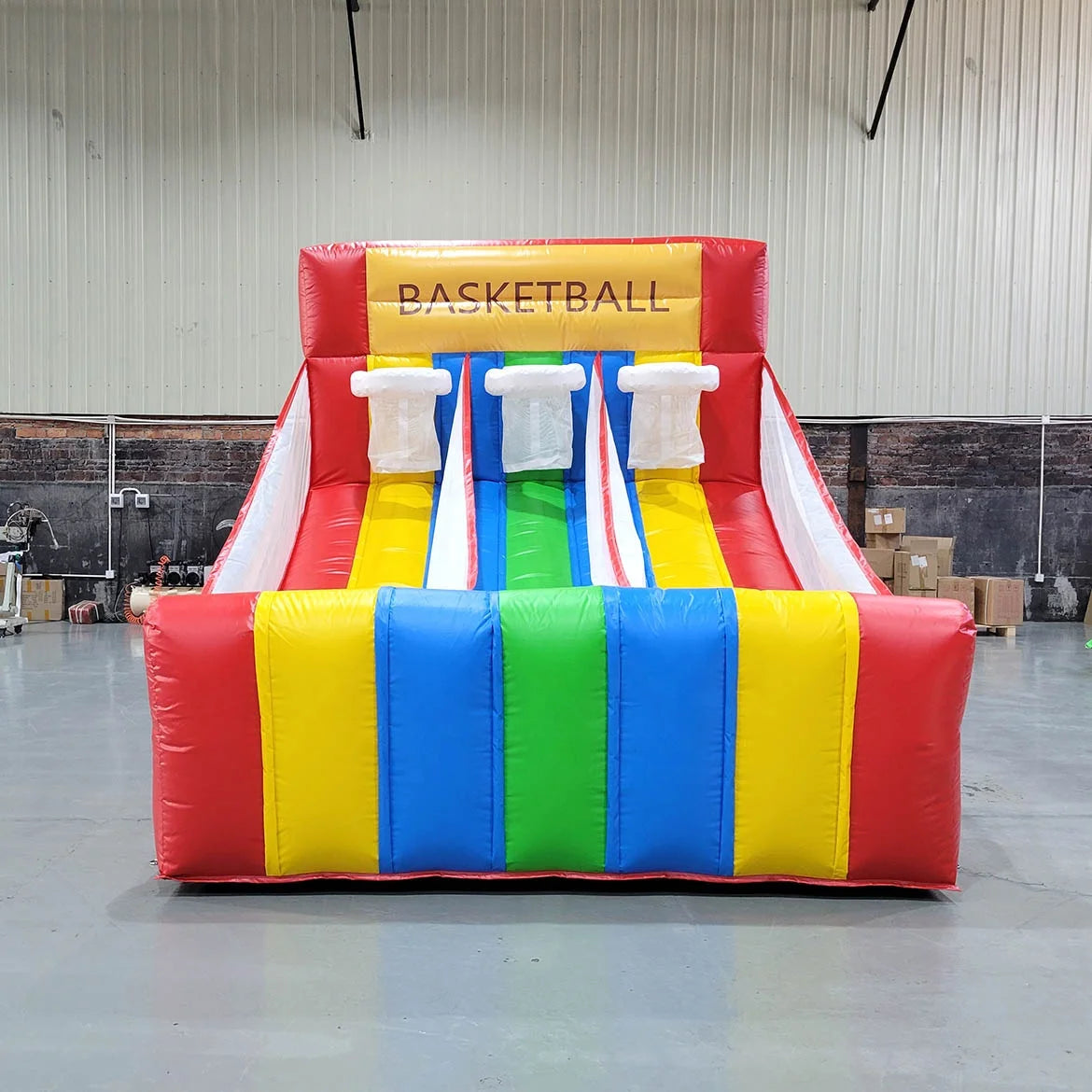 Factory Customized Commercial Carnival Booth Game Basketball Inflatable Shooting Ball PVC Material Easy Setup 4X3X3m for Sale