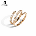 Fine Jewelry 925 Sterling Silver Korean Minimalist Zircon Ring Custom 18k Gold Plated Luxury Diamond Wraparound Rings for Girls