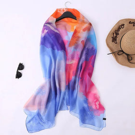 New Hot Selling Graffiti Gradient Flower Scarf Women's Beach Scarf Extended Sun Protection Shawl