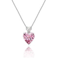 Classic Sterling Silver Pink CZ Heart Pendant Necklace with Zircon for Engagement or Party
