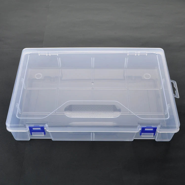 Large Rectangular Plastic Boxes Empty Storage Organizer Containers with Hinged Lids and Latches