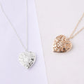 Trendy Heart Locket Pendant Necklace Anniversary Picture Necklace Jewelry Hollow Heart Necklace for Women Girlfriend Boyfriend