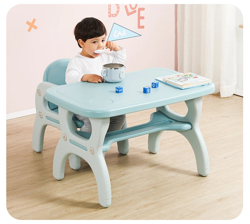 Modern Multi-Functional Plastic Table Chair Set for Kids for Dining Studying Playing Bedroom Home Office Mall Outdoor School