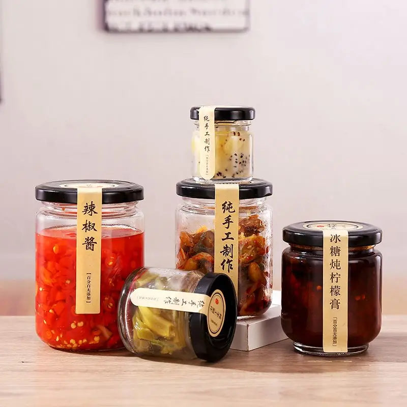 Hot Sale 3oz 4oz 5oz 6 oz 7oz 8oz 10oz 14oz 16oz 32oz Clear Round Glass Food Jars Canning Food Storage Jars With Metal Lids