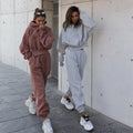 2025 Custom Jogger Jumpers Gym Workout Fleece 2 Pieces Women Jogger Set Crop Top Oversize Organic Cotton Hoodie Tracksuit Set