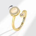 Rotatable Spinner Fidget Ring Rotating Cat Eye Stone Adjustable Rings for Anxiety I Am Enough Letter Rotating Flower Open Ring