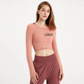 Autumn New Long Sleeve Gym Crop Top Ladies Slim Fit Sexy Yoga Wear T-Shirt Thumb Hole Workout Running Training Pullover