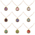 Fashion 25mm Gold Round Stainless Steel Gawu Hold Crushed Stone Box Pendant Necklace Jewelry Charm Customized Necklace DIY Gift