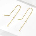 Trendy Personality Fine Jewelry 925 Sterling Silver Gold Plated Round Bead Long Chain Tassel Earrings