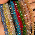Wholesale 3/4/6/8MM Transparent Faceted Flat Round Crystal Glass Rondelle Loose Beads for Jewelry Making DIY
