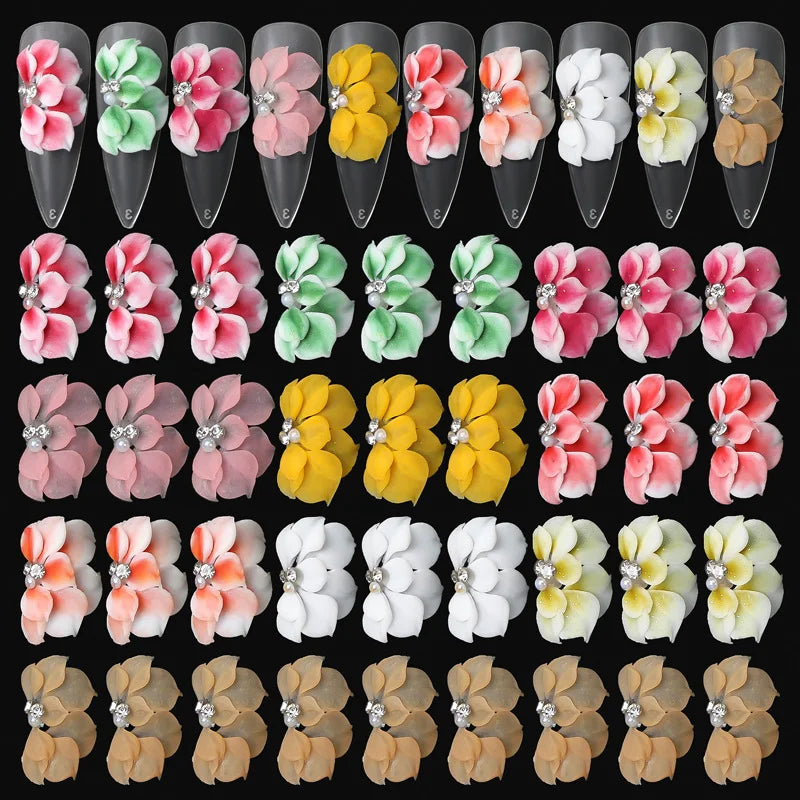 Wholesale Handmade Nail Jewelry Flower Acrylic for Nail Accessories Decorations Supply DIY Resin 3D Flower Nail Art