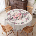 Kitchen for Valentine's Day Elegant Floral Print Polyester Tablecloth in Pink Flowers for Home Decorations and Dining