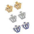 Crown Cufflinks for Men Women Classic Crystal Rhinestone Shirt Cuff-link Wedding Gifts Bling Cuff Links Jewelry Anniversary Gift