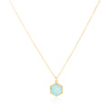 925 Sterling Silver 18K Gold Plating Geometry Gemstone Bezel Setting Hexagon Amazonite Pendant Necklace