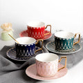 European Small Luxury Coffee Cup and Saucer Set Vintage Flower Tea Ceramic Coffee Cup