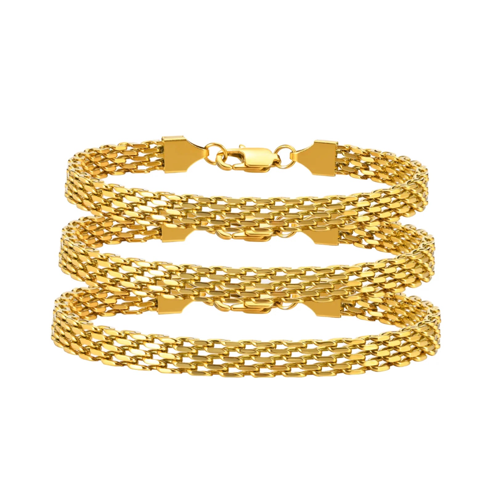 Anti Tarnish Jewelry Women's Accessories Waterproof Bijoux En Acier Inoxydable Stainless Steel Mesh Chain Link Bracelets Women