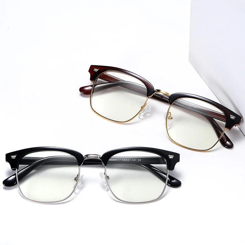 Blue Light Blocking Glasses 1 Pack Photochromic Sunglasses for Men Women Vintage Half Frame Eyeglasses