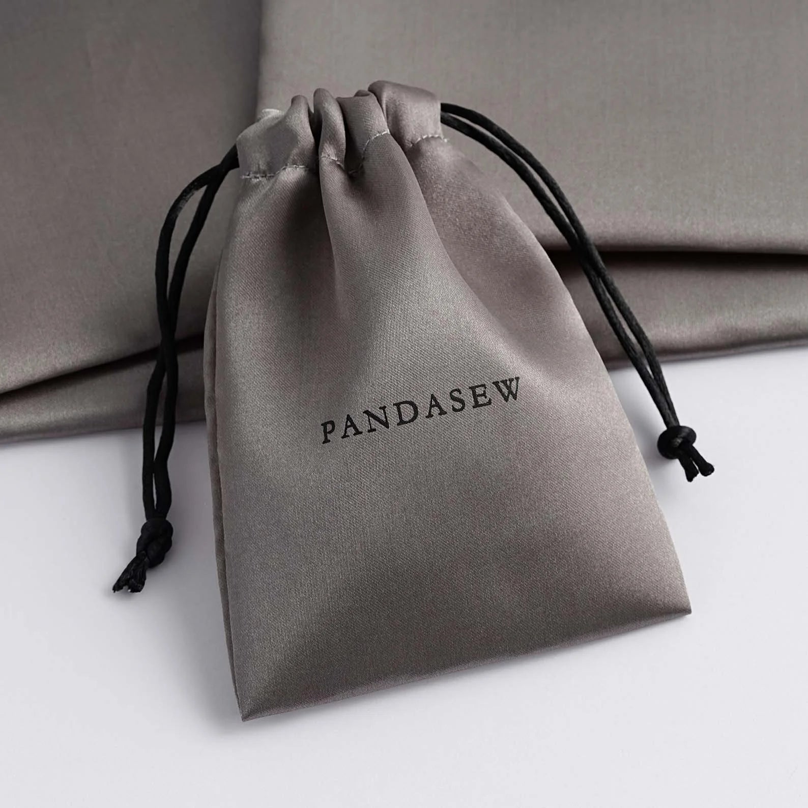 PandaSew Custom Logo Printed Satin Jewelry Pouch Hair Shoes Dust Cloth Cosmetic Drawstring Bag