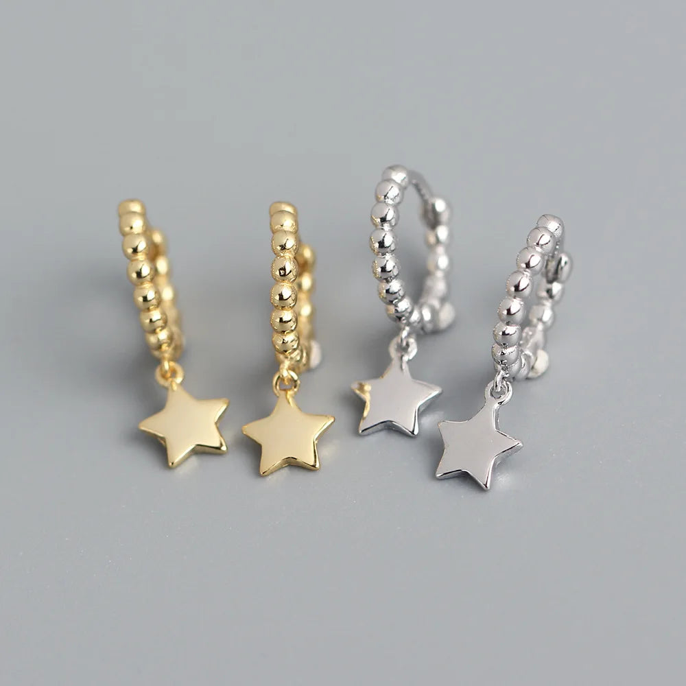 High Quality Classic New Design INS 925 Sterling Silver Jewelry Cute Star Charm Drop Earrings Women